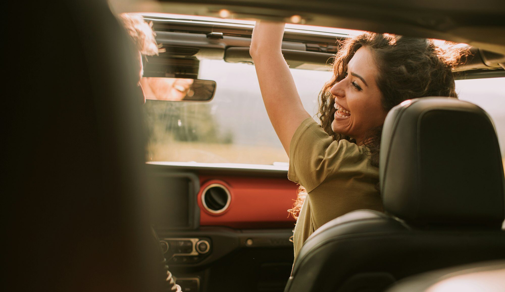 Couple having fun on roadtrip